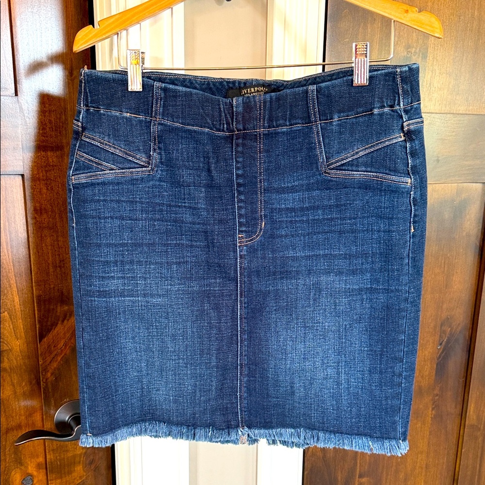 Liverpool Dark Blue Denim Pencil Skirt 12